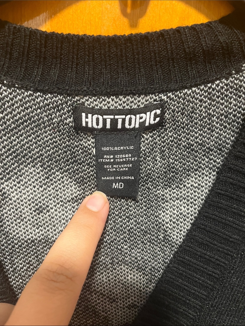 Hot Topic Black Cardigan with White Ghost Knit Pattern - Picture 2 of 4